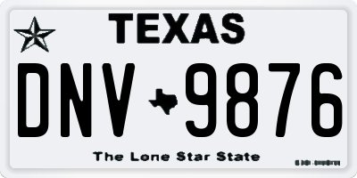 TX license plate DNV9876