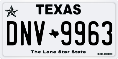 TX license plate DNV9963