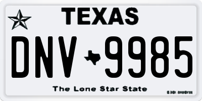 TX license plate DNV9985