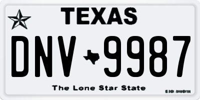 TX license plate DNV9987