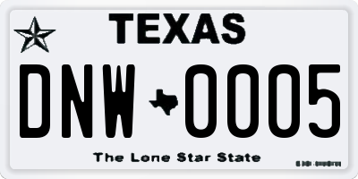 TX license plate DNW0005