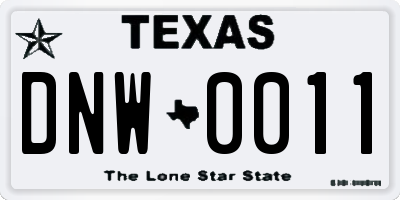 TX license plate DNW0011