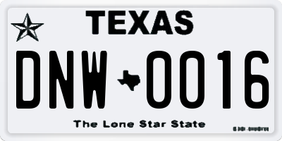 TX license plate DNW0016