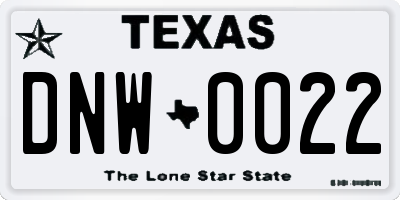 TX license plate DNW0022