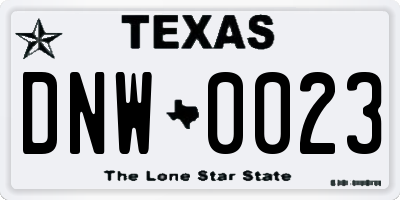 TX license plate DNW0023