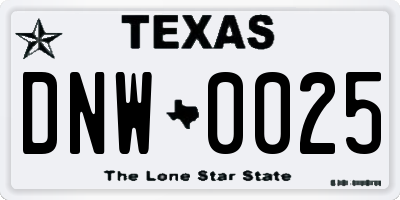 TX license plate DNW0025