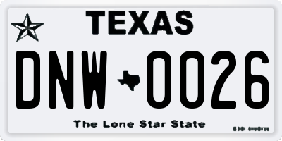 TX license plate DNW0026