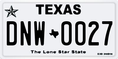TX license plate DNW0027