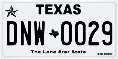 TX license plate DNW0029