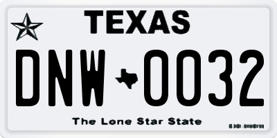 TX license plate DNW0032