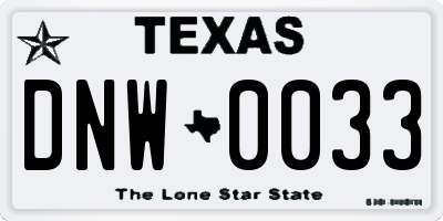 TX license plate DNW0033
