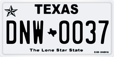 TX license plate DNW0037