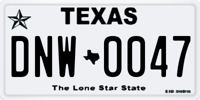 TX license plate DNW0047