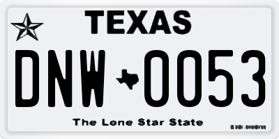 TX license plate DNW0053