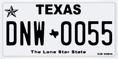 TX license plate DNW0055