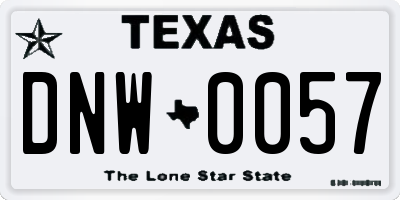 TX license plate DNW0057