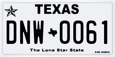 TX license plate DNW0061
