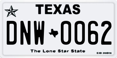 TX license plate DNW0062