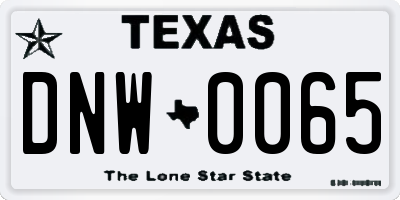 TX license plate DNW0065