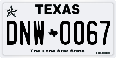 TX license plate DNW0067