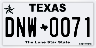 TX license plate DNW0071