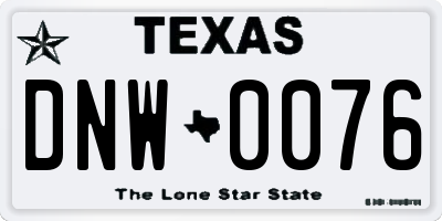 TX license plate DNW0076