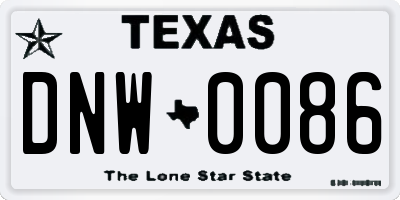 TX license plate DNW0086