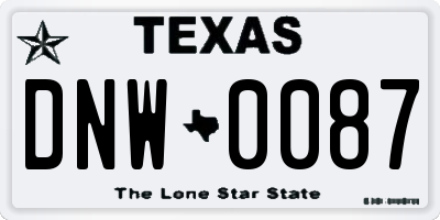 TX license plate DNW0087