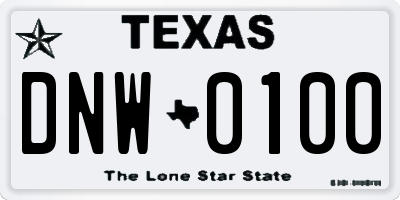 TX license plate DNW0100