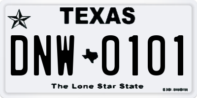 TX license plate DNW0101