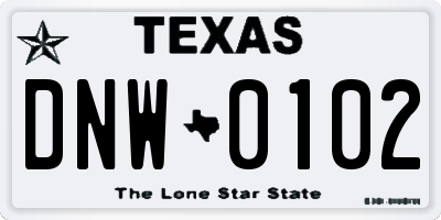 TX license plate DNW0102