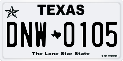 TX license plate DNW0105