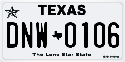 TX license plate DNW0106