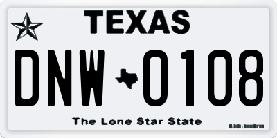 TX license plate DNW0108