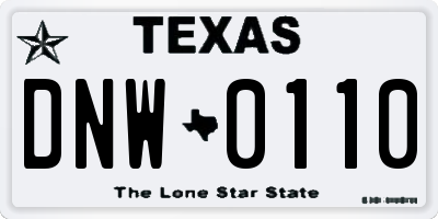 TX license plate DNW0110
