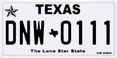 TX license plate DNW0111