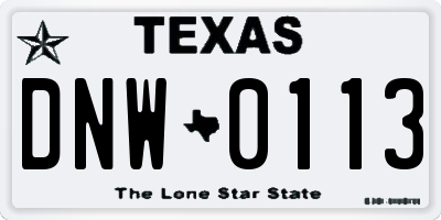 TX license plate DNW0113