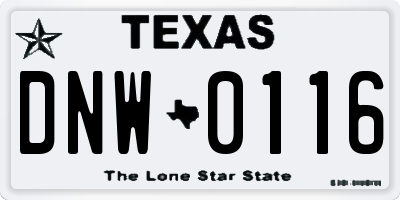 TX license plate DNW0116