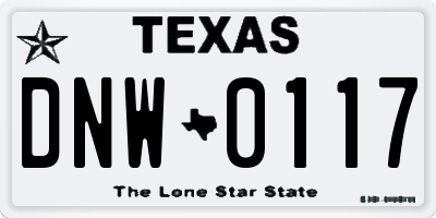 TX license plate DNW0117