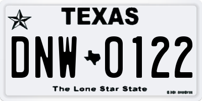TX license plate DNW0122
