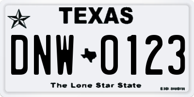 TX license plate DNW0123