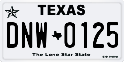 TX license plate DNW0125