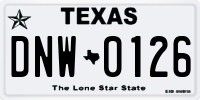 TX license plate DNW0126