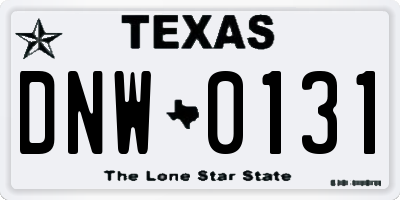 TX license plate DNW0131