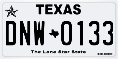 TX license plate DNW0133