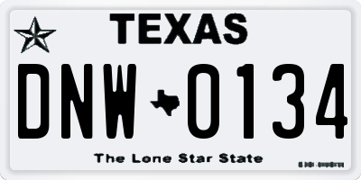 TX license plate DNW0134