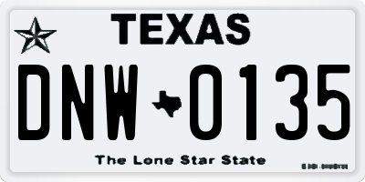 TX license plate DNW0135