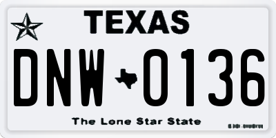TX license plate DNW0136