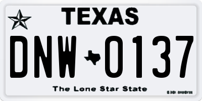 TX license plate DNW0137