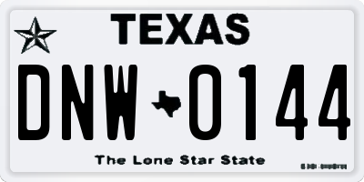 TX license plate DNW0144
